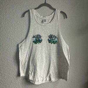 🩶Victoria’s Secret Pink Sequin Shamrock Loose Tank